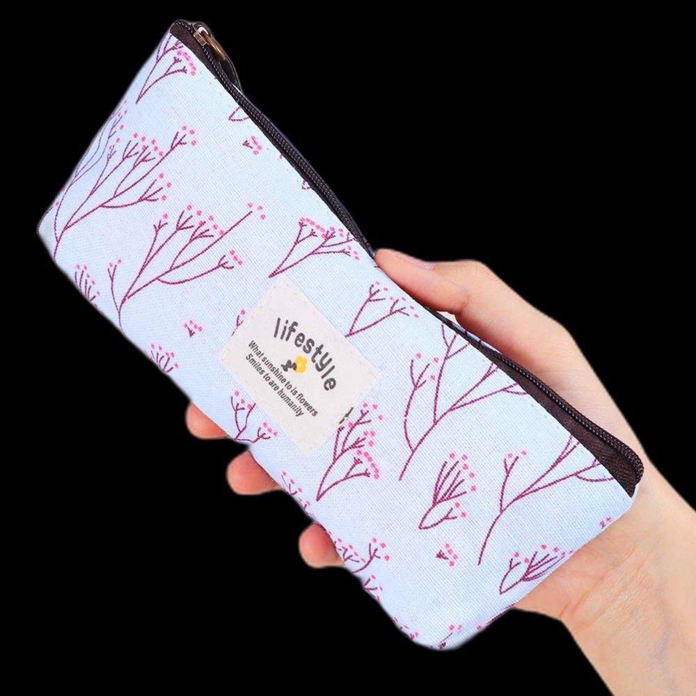 Blue Countryside Flower Penci/Glasses Case Makeup Bag NWT